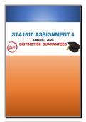 STA1610 Assignment 4 (Distinction Guaranteed) August 2024