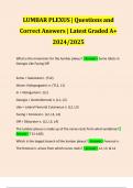 LUMBAR PLEXUS | Questions and Correct Answers | Latest Graded A+ 2024/2025