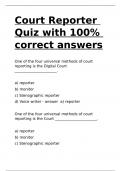 Court Reporter Quiz with 100- correct answers.