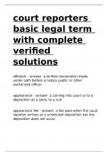 court reporters basic legal term with complete verified solutions