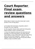 Court Reporter Final exam review questions and answers