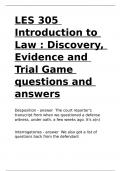 LES 305 Introduction to Law Discovery, Evidence and Trial Game questions and answers