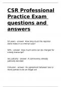 CSR Professional Practice Exam questions and answers.