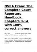 NVRA Exam The Complete Court Reporters Handbook Chapters 8-14 with 100- correct answers