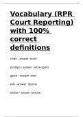 Vocabulary (RPR Court Reporting) with 100- correct definitions