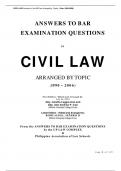 ANSW ERS TO BAR  EXAMINATION QUESTIONS  IN  CIVIL LAW  ARRANGED BY TOPIC  (19 9 0 – 2 0 0 6 