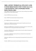 MRS. JONES' PERSONAL FINANCE AND CONSUMER MATH UNIT 5 TEST (5.1-5.3) :) QUESTIONS AND ANSWERS WITH SOLUTIONS 2024