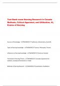 Test Bank exam Nursing Research in Canada Methods, Critical Appraisal, and Utilization, 4t, Exams of Nursing