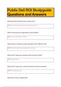 Publix Deli ROI Studyguide Questions and Answers