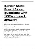 Barber State Board Exam questions with 100- correct answers