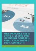 MRE_PRACTICE TEST: UNITS 1-16 (MD PRE-LICENSING COURSE) - FINAL EXAM SOLVED 100% CORRECT!!