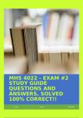 MHS 4022 - EXAM #2 STUDY GUIDE QUESTIONS AND ANSWERS, SOLVED 100% CORRECT!!