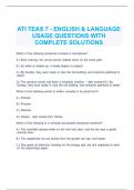 ATI TEAS 7 - ENGLISH & LANGUAGE USAGE QUESTIONS WITH COMPLETE SOLUTIONS