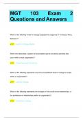 MGT 103 Exam 2 Questions and Answers