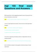 mgt 103 final exam Questions and Answers