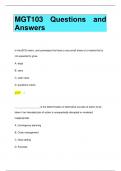 MGT103 Questions and  Answers