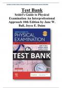 Seidel's Guide to Physical Examination An Interprofessional Approach 10th Edition Test Bank by Jane W. Ball, Joyce E. Dains  All Chapters (1-26) | A+ ULTIMATE GUIDE