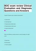 BOC exam review Clinical  Evaluation and Diagnosis Questions and Answers