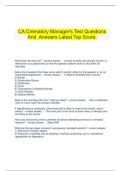    CA Crematory Manager's Test Questions And  Answers Latest Top Score.