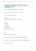 Biology 103 Exam 1 Study Guide (Chapters 1-3) Questions And Answers With Latest Solutions