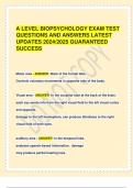 A LEVEL BIOPSYCHOLOGY EXAM TEST  QUESTIONS AND ANSWERS LATEST  UPDATES 2024/2025 GUARANTEED  SUCCESS