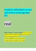 CLASSICAL MECHANICS correct and verified answers(graded A+}