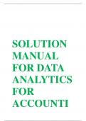  SOLUTION MANUAL FOR DATA ANALYTICS FOR ACCOUNTING, 3RD EDITION RICHARDSON