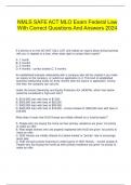  NMLS SAFE ACT MLO Exam Federal Law With Correct Questions And Answers 2024