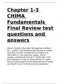 Chapter 1-3 CHIMA Fundamentals Final Review test questions and answers.