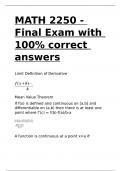 MATH 2250 - Final Exam with 100- correct answers