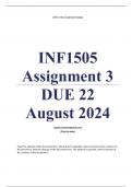 INF1505 Assignment 3 (COMPLETE ANSWERS) 2024 (506671) - DUE 22 August 2024 ; 100% TRUSTED Complete, trusted solutions and explanations. Ensure your success with us...