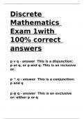 Discrete Mathematics Exam 1with 100- correct answers