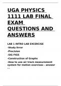 UGA PHYSICS 1111 LAB FINAL EXAM QUESTIONS AND ANSWERS