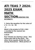 ATI TEAS 7 2024- 2025 EXAM MATH SECTION(VERIFIED FOR ACCURACY).