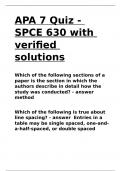 APA 7 Quiz - SPCE 630 with verified solutions.