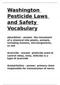 Washington Pesticide Laws and Safety Vocabulary