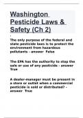 Washington Pesticide Laws & Safety (Ch 2) questions with 100- correct answers