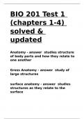 BIO 201 Test 1 (chapters 1-4) solved & updated.