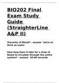 BIO202 Final Exam Study Guide (StraighterLine A&P II).