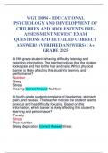 WGU D094 - EDUCATIONAL PSYCHOLOGY AND DEVELOPMENT OF CHILDREN AND ADOLESCENTS PREASSESSMENT NEWEST EXAM QUESTIONS AND DETAILED CORRECT ANSWERS (VERIFIED ANSWERS) | A+ GRADE 2025