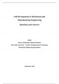 Self-Development in Mechanical and   Manufacturing Engineering  Questions and Answers