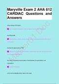 Maryville Exam 2 AHA 612  CARDIAC Questions and  Answers