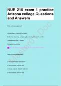 NUR 215 exam 1 practice  Arizona college Questions  and Answers