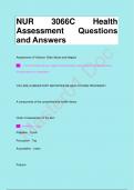 NUR 3066C Health  Assessment Questions  and Answers