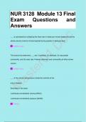 NUR 3128 Module 13 Final  Exam Questions and  Answers