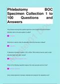 Phlebotomy BOC  Specimen Collection 1 to  100 Questions and  Answers