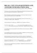 BIO 101- UNIT 5 EXAM QUESTIONS AND ANSWERS WITH SOLUTIONS 2024