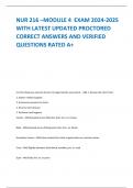 NUR 216 –MODULE 4 EXAM 2024-2025  WITH LATEST UPDATED PROCTORED  CORRECT ANSWERS AND VERIFIED  QUESTIONS RATED A+