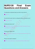 NUR3128 Final Exam Questions and Answer