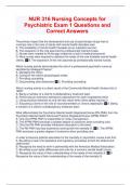 NUR 316 Nursing Concepts for Psychiatric Exam 1 Questions and Correct Answers